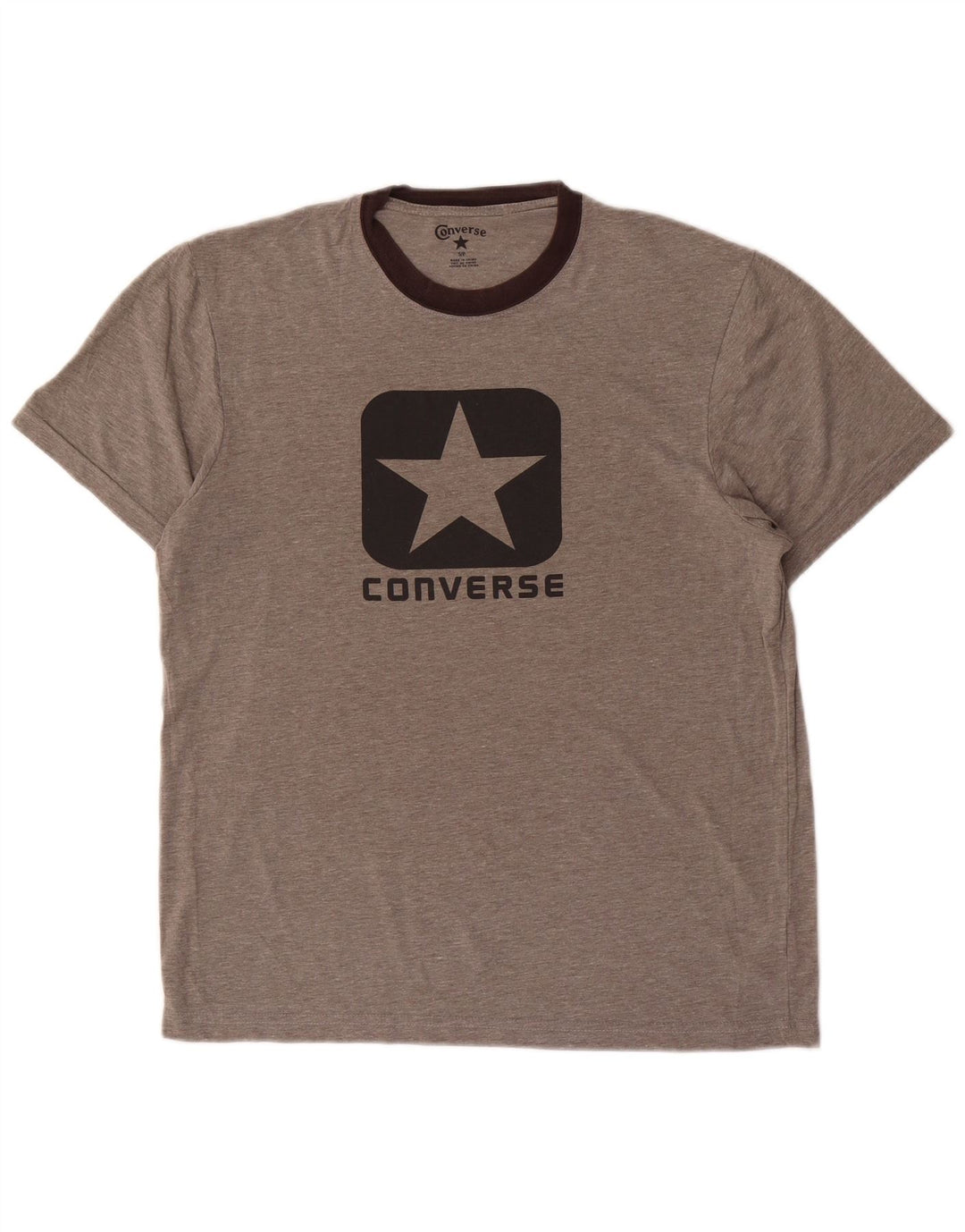 T-shirt grafica da uomo Converse Top Small in cotone color block grigio