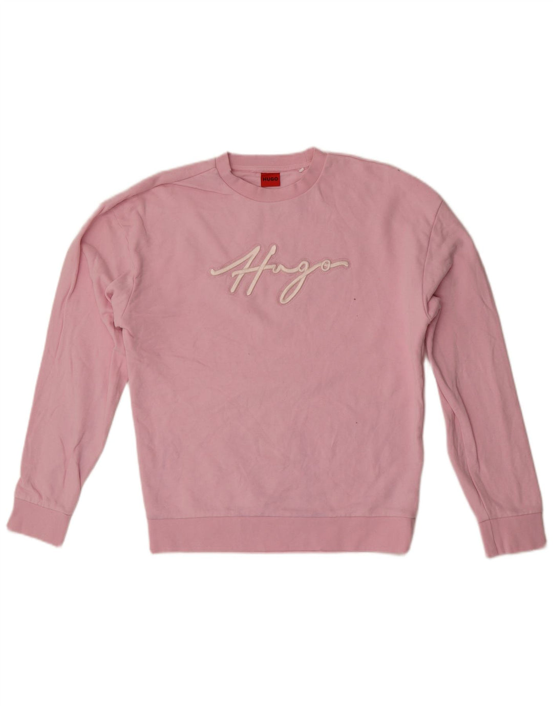 Felpa grafica da donna Hugo Boss Maglione UK 14 Cotone rosa medio