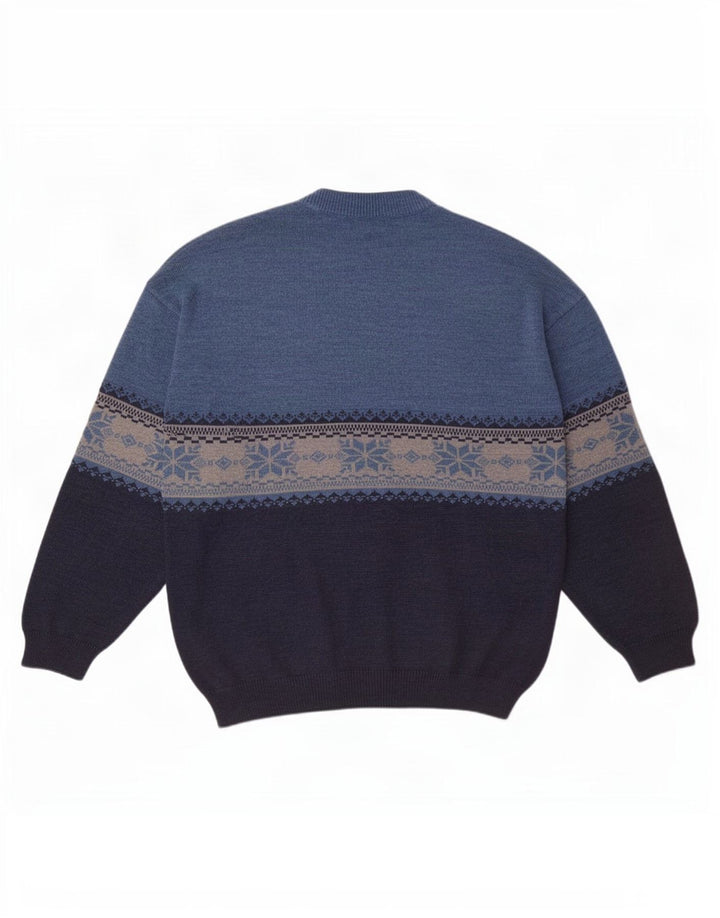 Maglione girocollo da uomo White Sails Lana Fair Isle blu grande