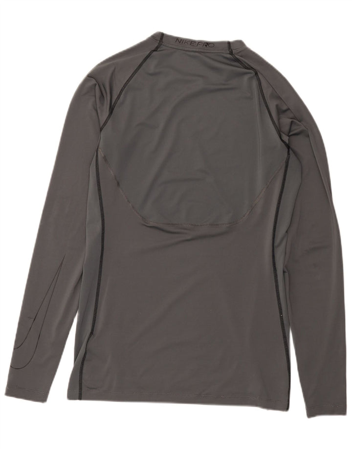 Maglia Nike Dri Fit da uomo a maniche lunghe in poliestere grigio medio