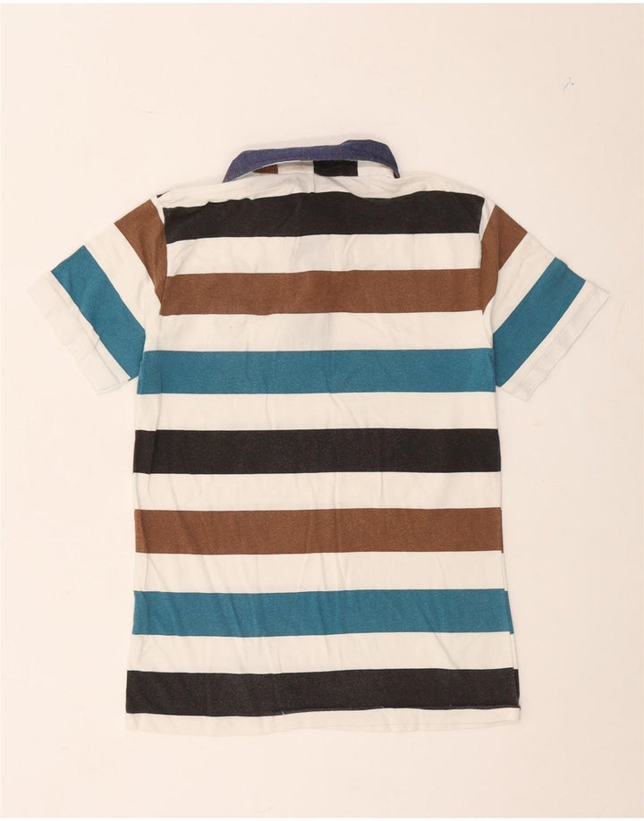 Polo da rugby vintage da uomo in cotone a righe multicolori medie