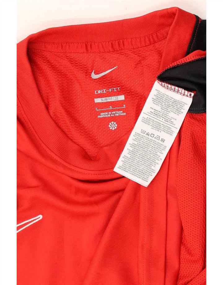 T-shirt Nike Dri Fit da uomo, grande, in poliestere color block rosso