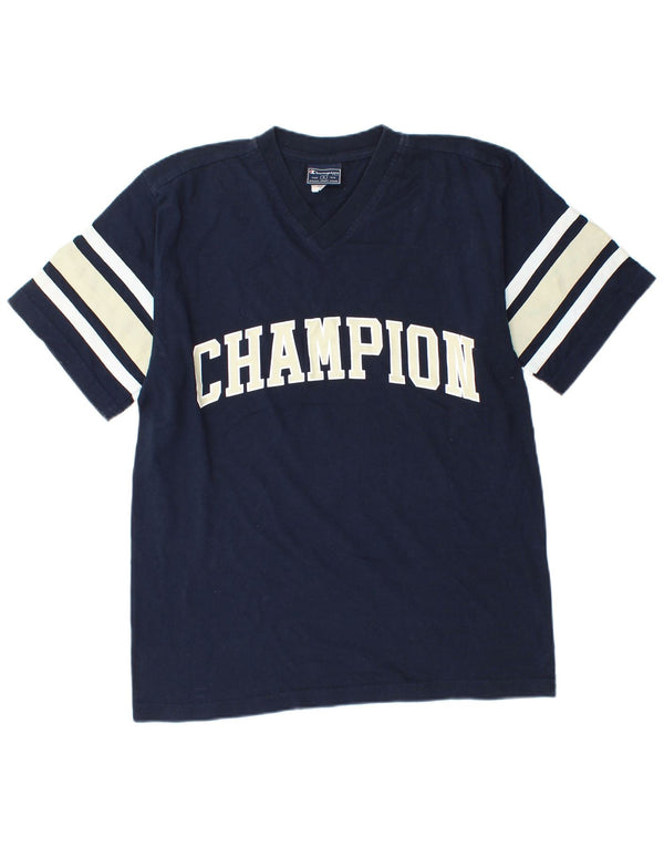 CHAMPION T-shirt grafica da uomo Top piccola in cotone color block blu navy