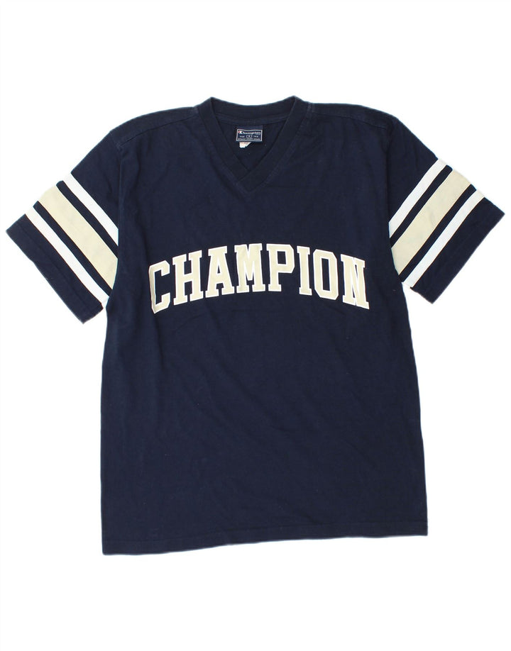 CHAMPION T-shirt grafica da uomo Top piccola in cotone color block blu navy