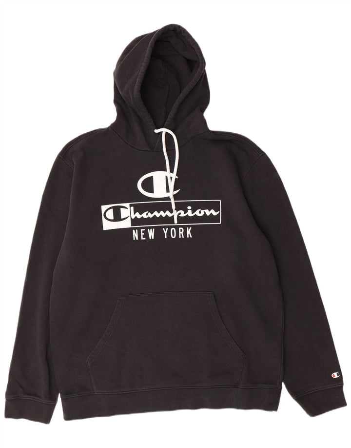 CHAMPION Felpa con cappuccio grafica da uomo New York 2XL cotone nero