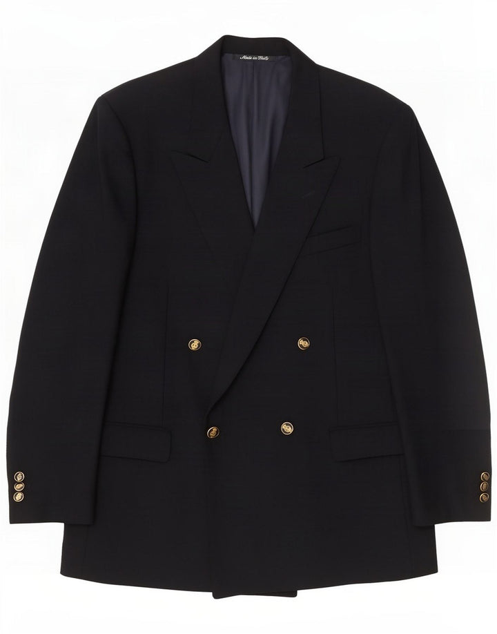 Reda Giacca blazer doppiopetto da uomo IT 54 2XL Lana vergine blu navy