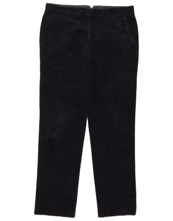 Pantaloni dritti in velluto a coste dal taglio sartoriale da uomo John Lewis W34 L31 Blu Navy