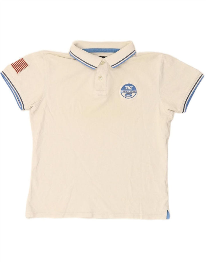 NORTH SAILS Mens Polo Shirt Medium White Cotton