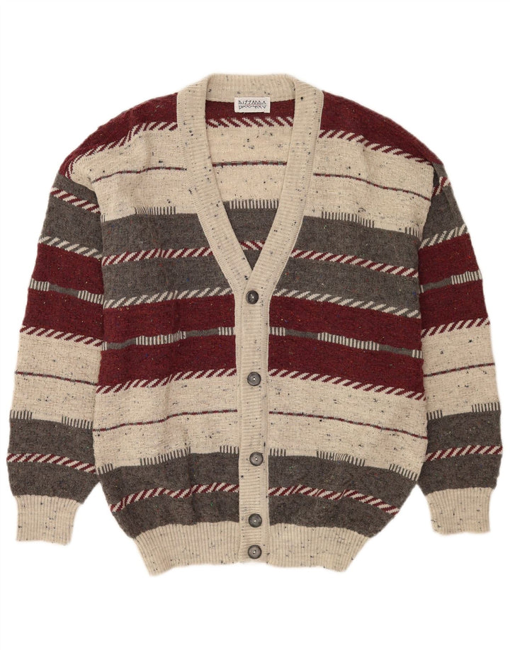 Maglione Cardigan Uomo Bizzarro IT 46/48 Piccolo in Lana a Righe Multicolori