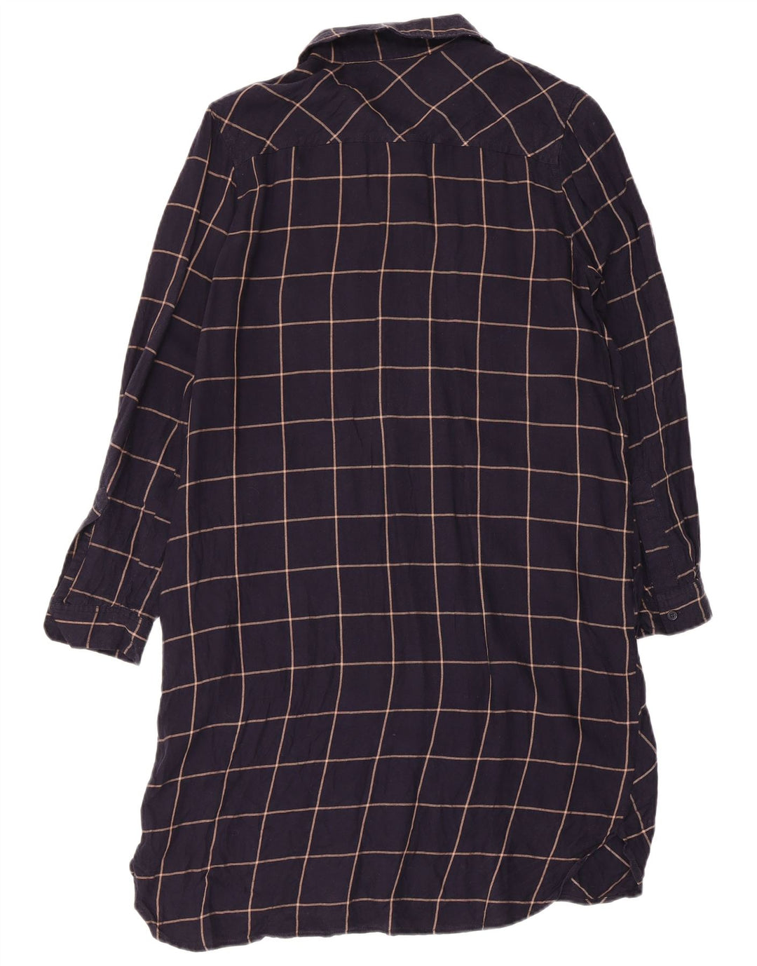 Abito camicia pullover da donna French Connection UK 10 piccolo quadretto blu navy