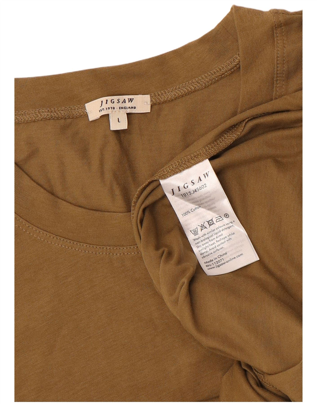 T-shirt da uomo Jigsaw Top grande in cotone marrone