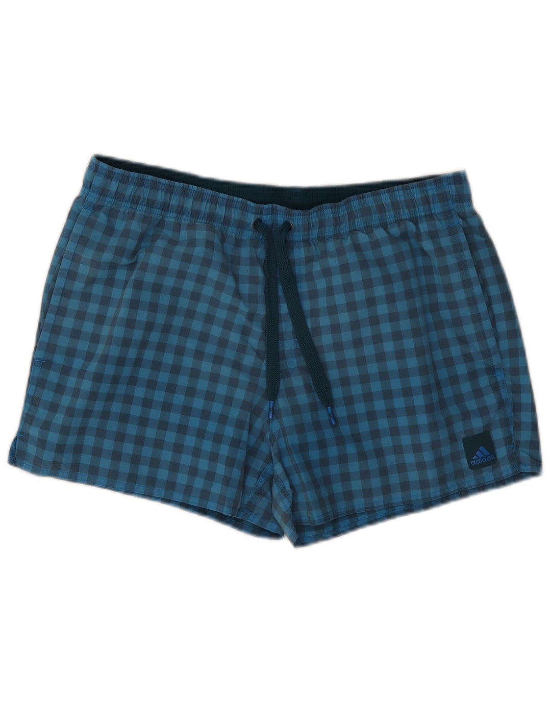 Pantaloncini da bagno Adidas da uomo in poliestere a quadretti blu medio