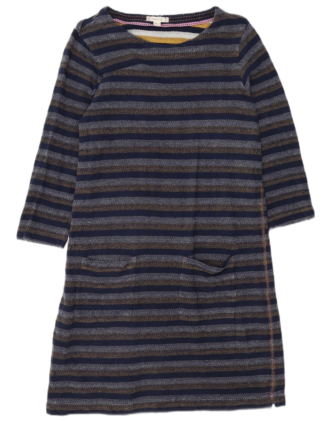 Abito a trapezio a maniche lunghe da donna White Stuff UK 14 Blu navy medio a righe