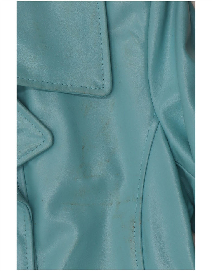 Giacca in pelle da donna VINTAGE UK 10 piccola pelle blu