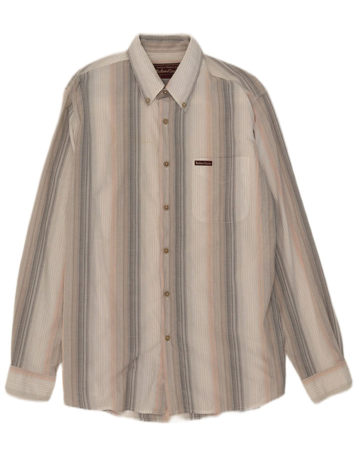 Camicia da uomo Marlboro Classics in cotone a righe bianche medie