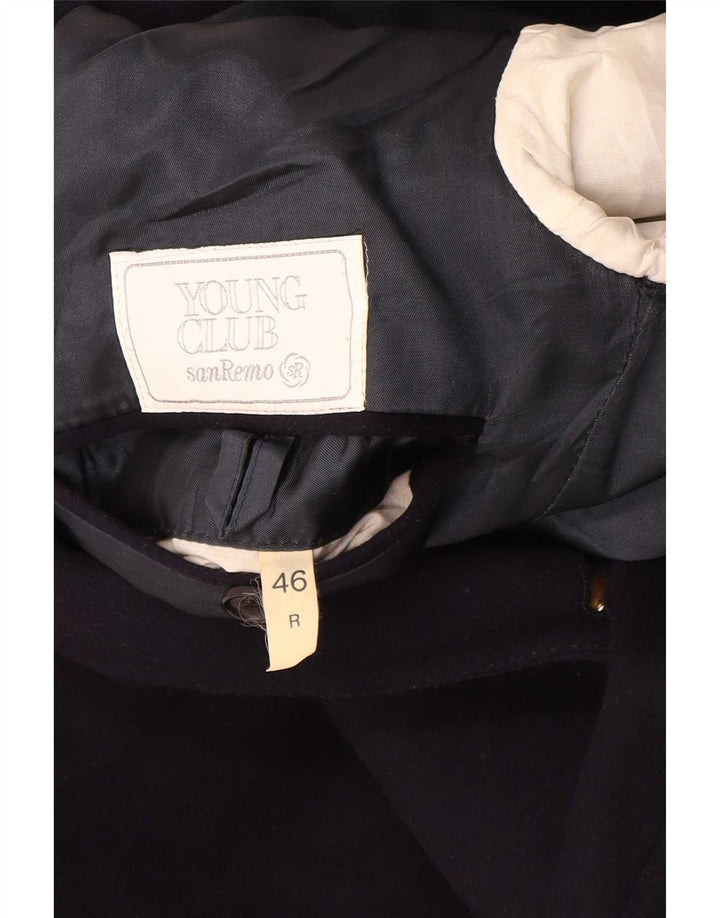 Giacca blazer doppiopetto da uomo San Remo IT 46 piccola in lana blu navy