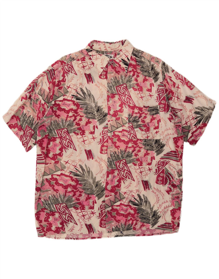 Camicia a maniche corte da uomo Day-X taglia 41/42 grande in viscosa patchwork rosa