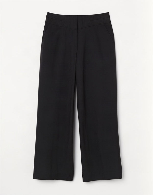 Pantaloni da abito a gamba larga da donna Reiss UK 10 piccoli W30 L29 gessato blu navy