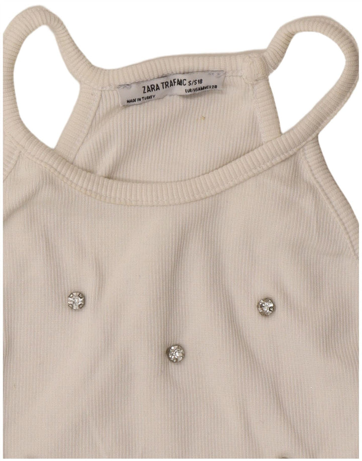 Top corto alla caviglia da donna Zara UK 8 piccolo bianco