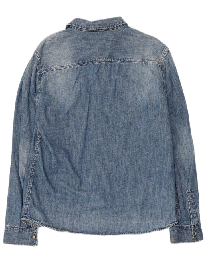 Camicia di jeans da uomo All Saints grande in cotone blu