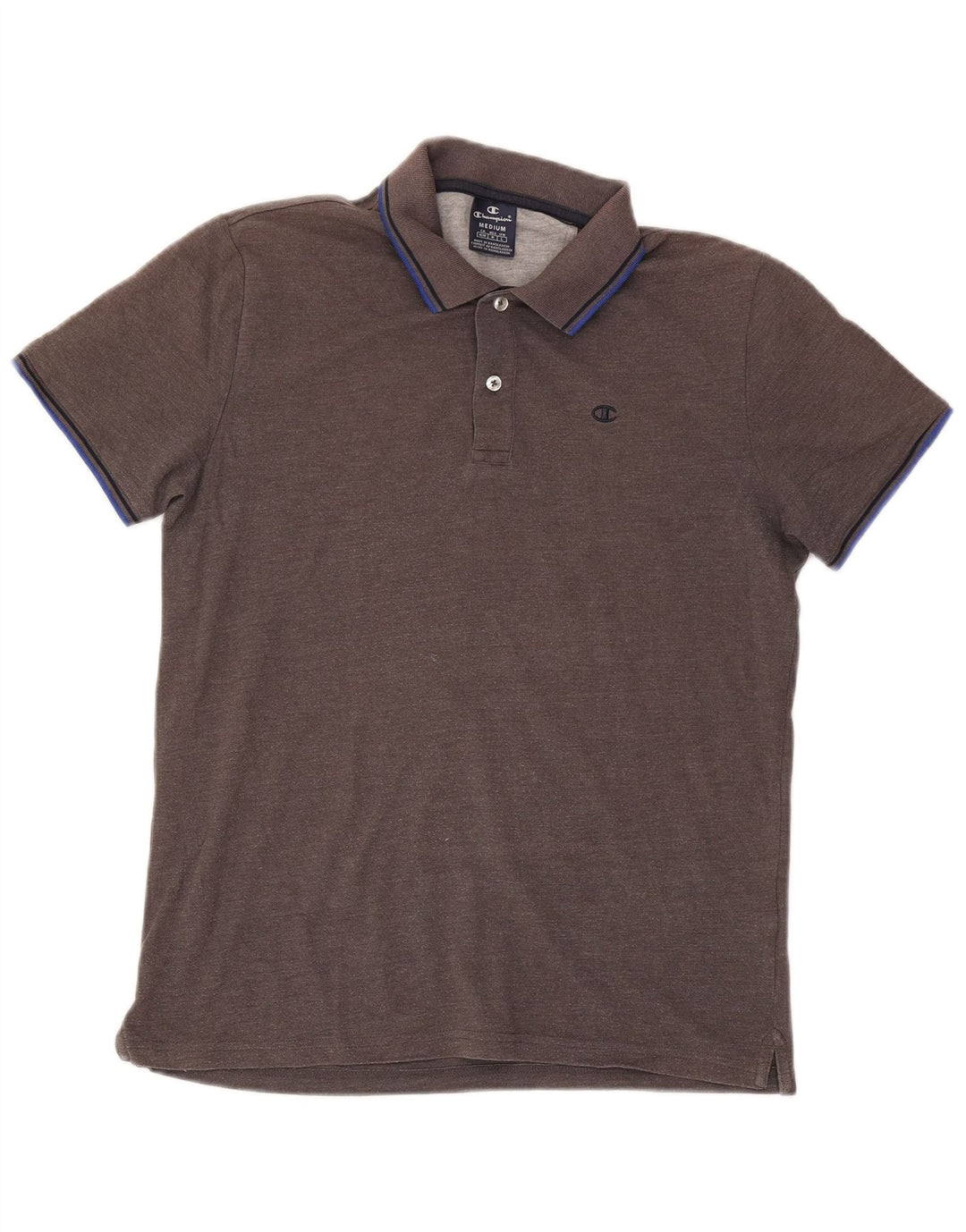 Polo da uomo Champion in cotone a righe grigio medio
