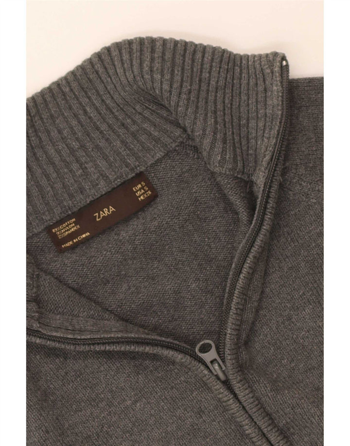 Maglione cardigan da donna Zara UK 8 piccolo cotone grigio