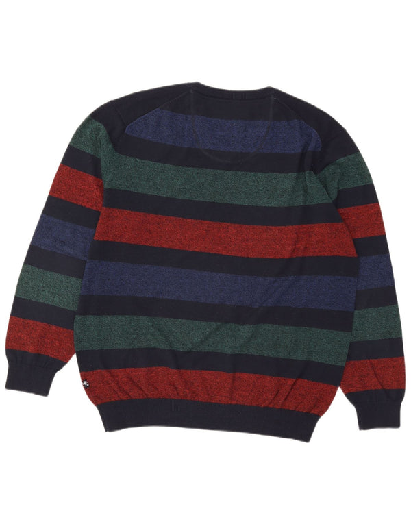 Maglione da uomo con scollo a V Hajo IT 52 Cotone a righe grandi multicolori