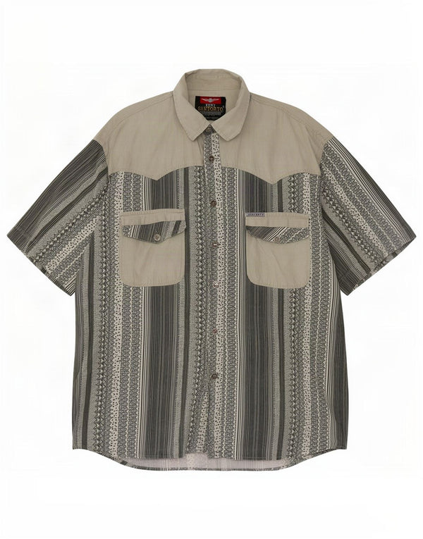 Camicia a maniche corte da uomo Santoryo XL verde geometrica