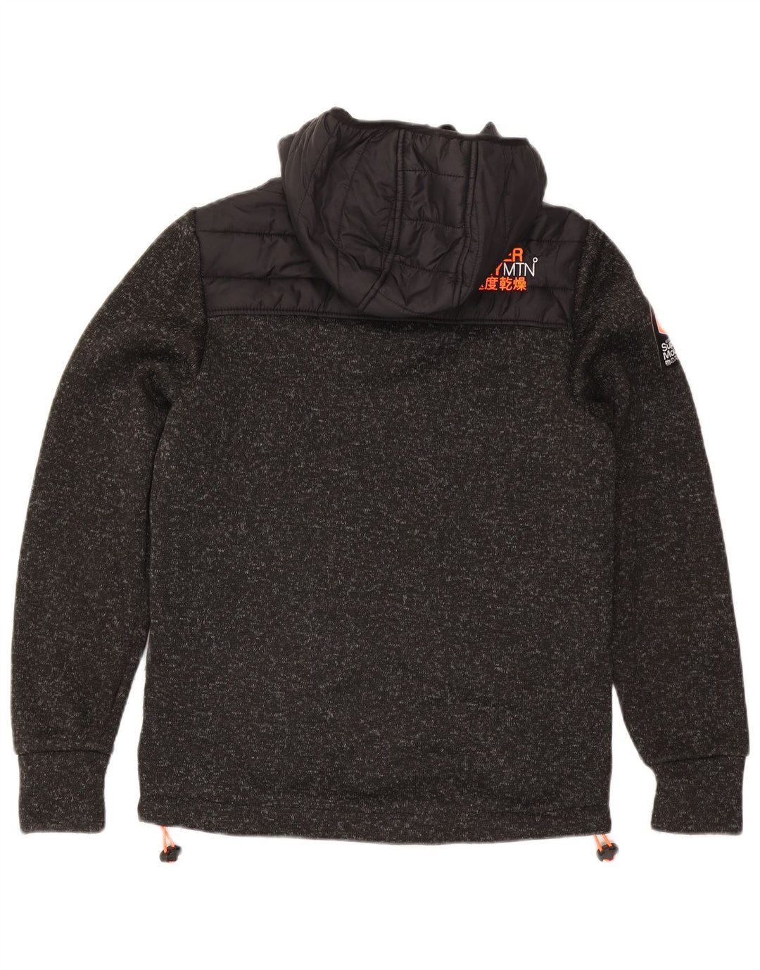 Giacca imbottita con cappuccio da donna Superdry UK 14 poliestere medio nero screziato