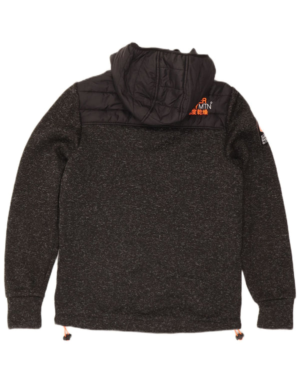Giacca imbottita con cappuccio da donna Superdry UK 14 poliestere medio nero screziato