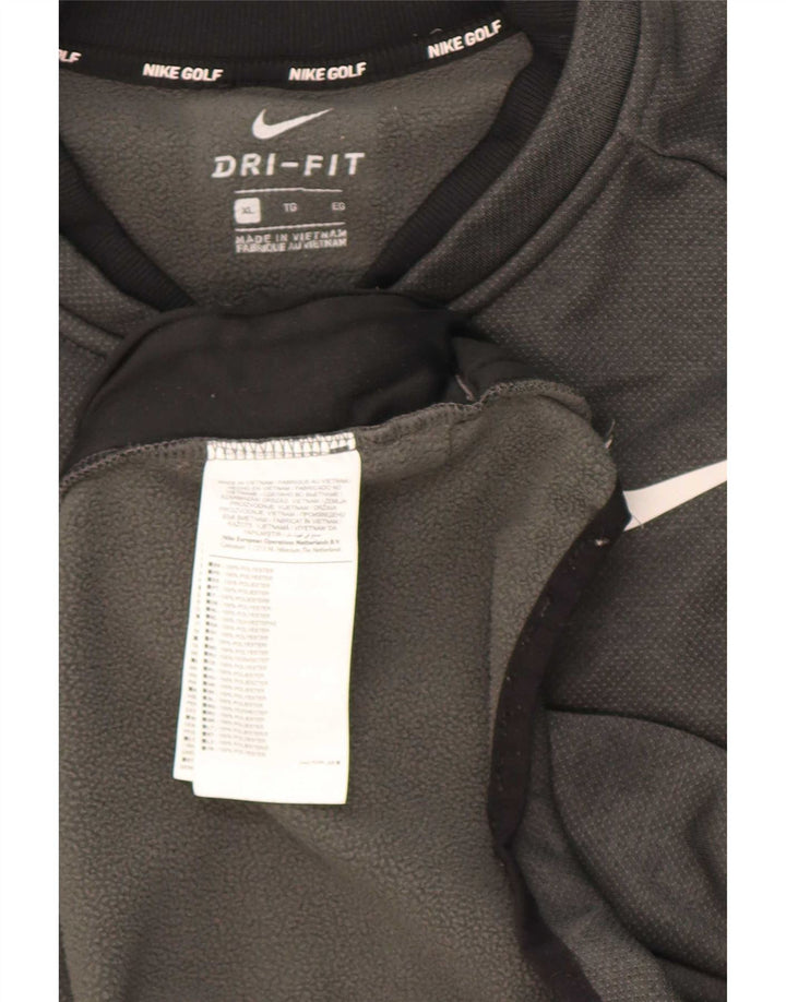 Top della tuta da ginnastica Nike Dri Fit con zip e collo da uomo XL in poliestere grigio