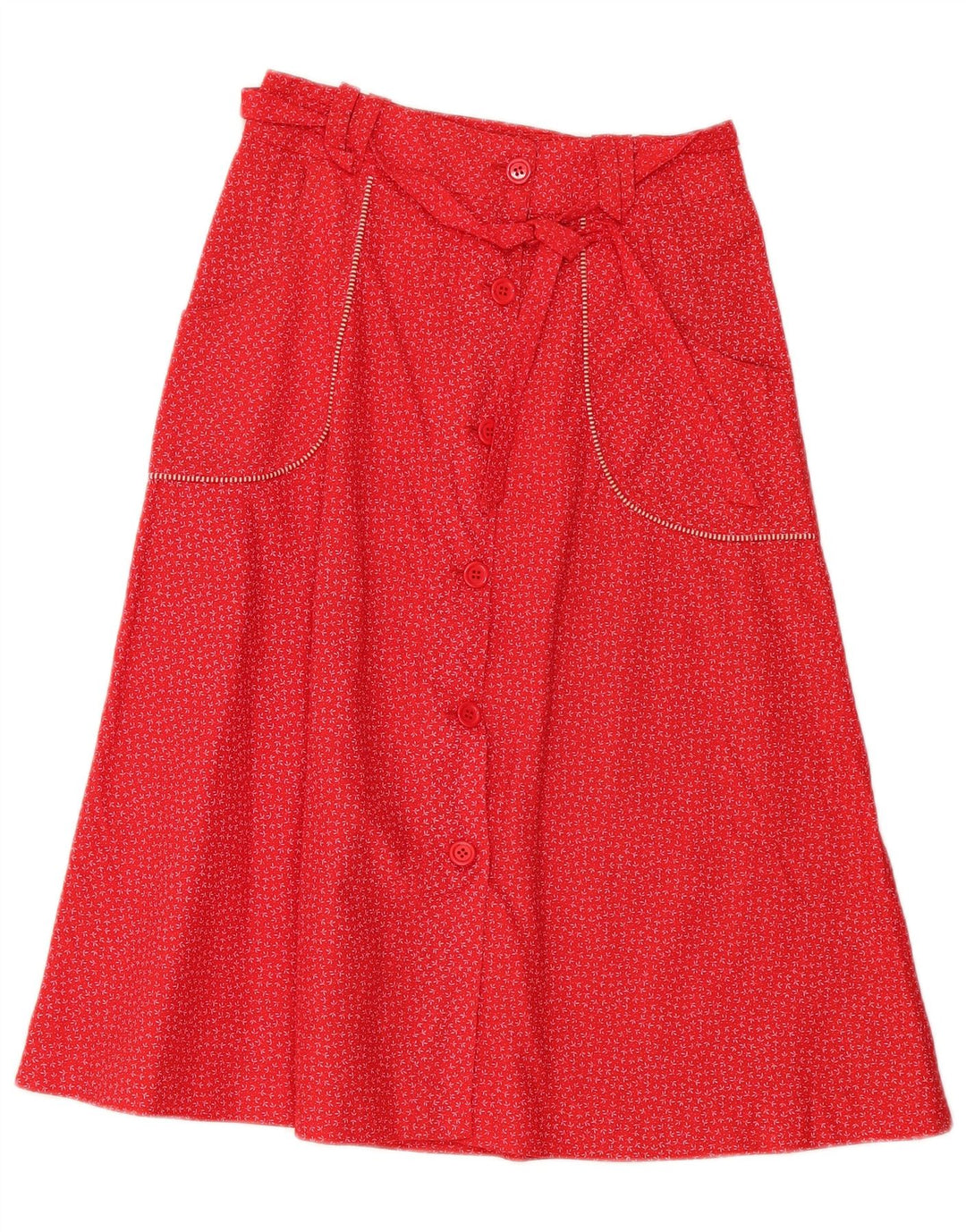 Gonna a trapezio da donna vintage IT 42 media W28 rossa floreale