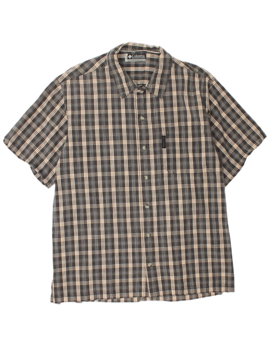 Camicia a maniche corte da uomo Columbia in cotone a quadri grigi grandi