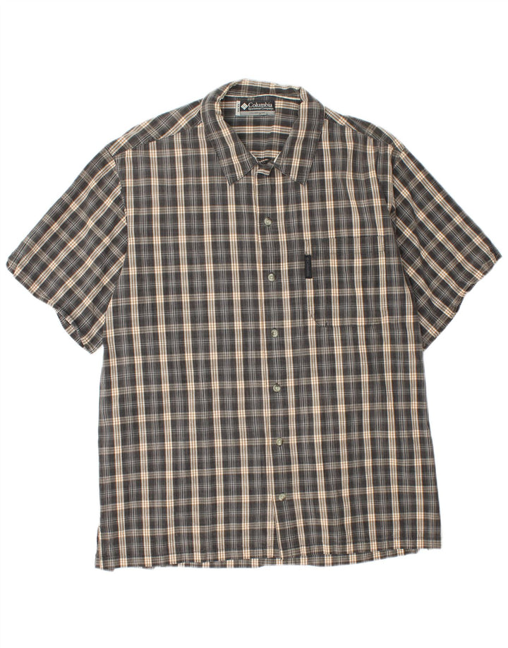 Camicia a maniche corte da uomo Columbia in cotone a quadri grigi grandi