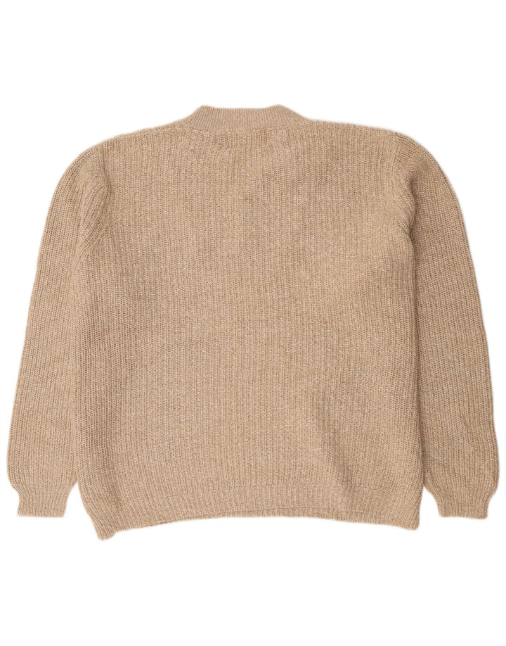 Eddie Bauer Maglione da uomo con collo alto e bottoni XL in cotone beige