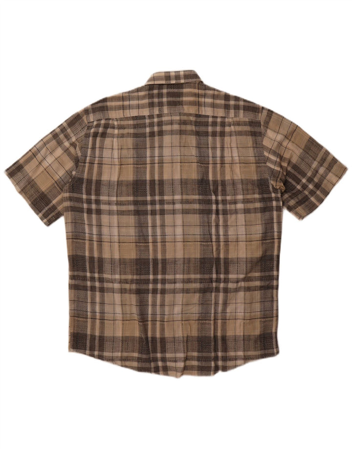 Camicia a maniche corte da uomo Belmonte taglia 42 grande cotone a quadri beige