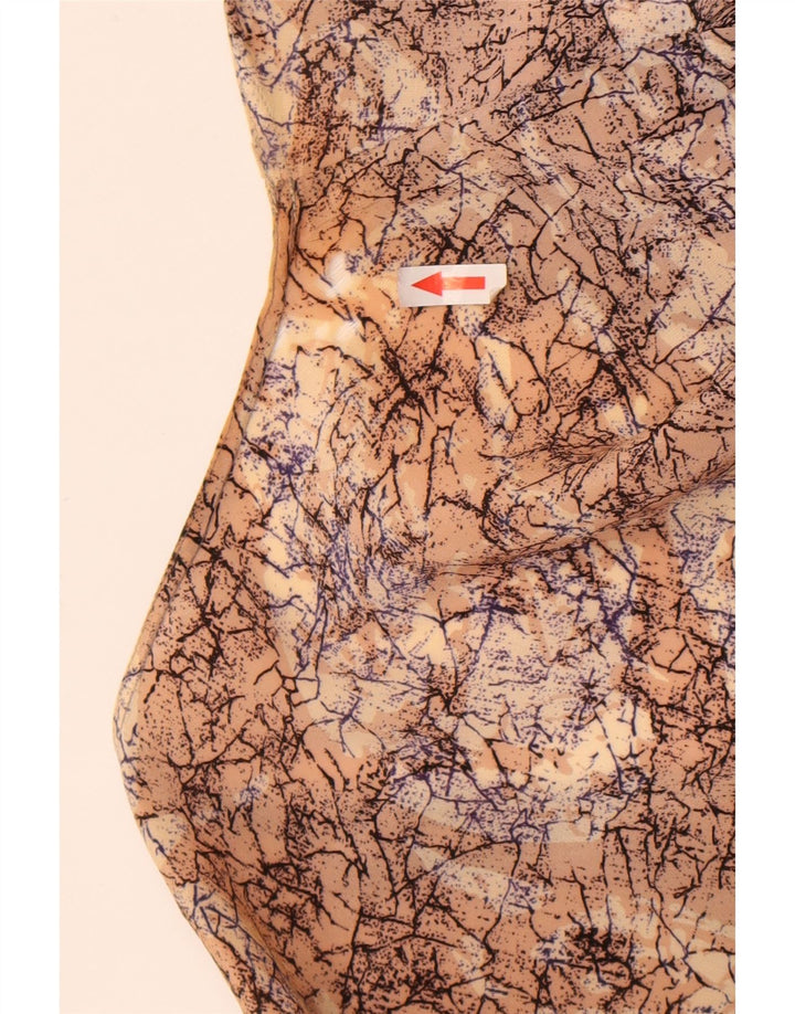 Abito a trapezio vintage da donna con motivo astratto UK 16 grande marrone