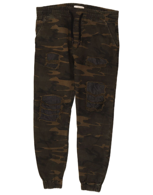 Pantaloni chino da uomo Zara Joggers grandi W32 L27 cotone mimetico kaki