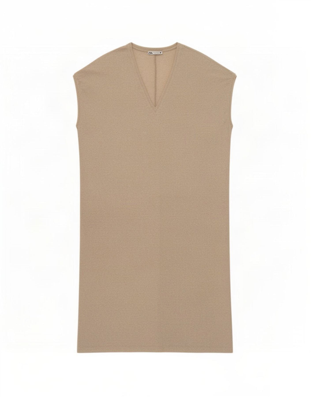 Abito maglione oversize senza maniche da donna Zara UK 12 Poliestere beige medio