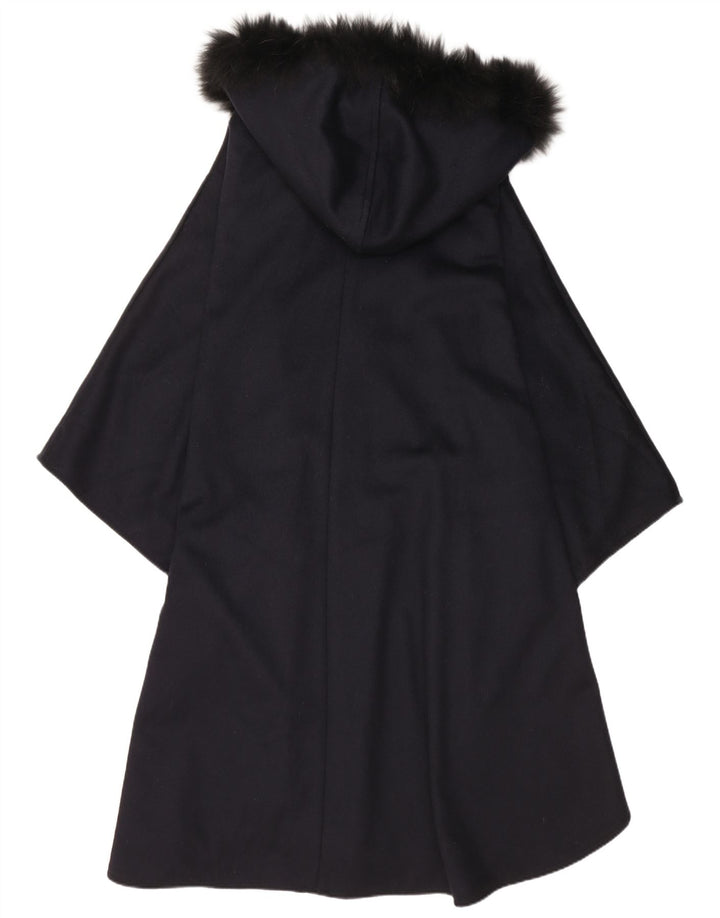 Cappotto poncho con cappuccio da donna Loden, taglia unica, in lana blu navy