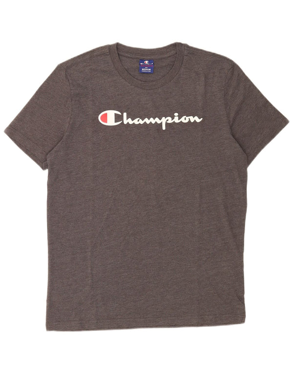 T-shirt grafica da uomo Champion Top in cotone grigio medio