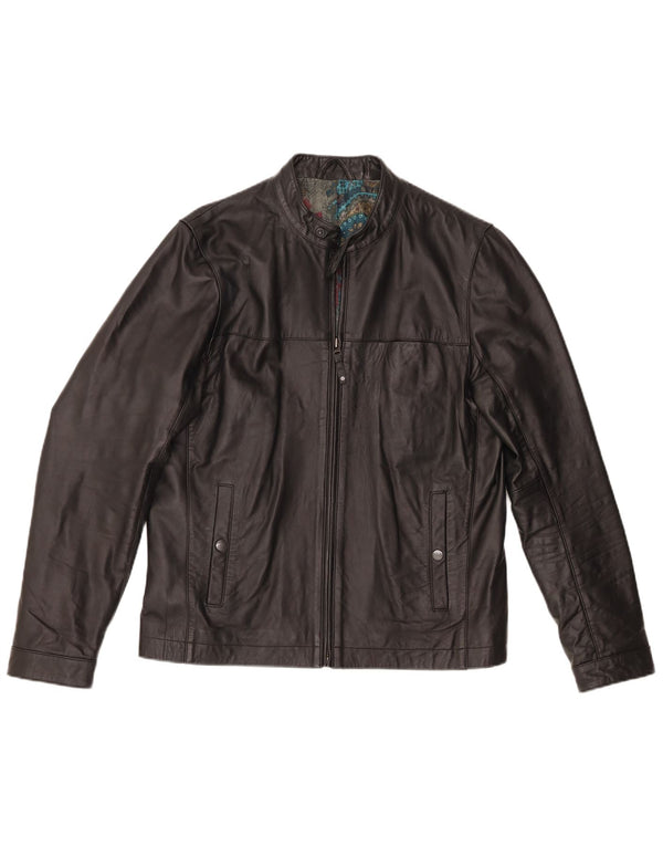 Giacca in pelle da uomo Ted Baker taglia 4 grande in pelle nera