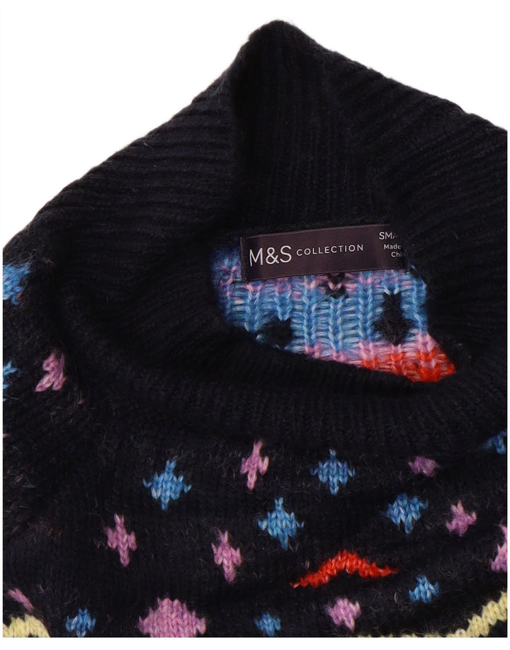 MARKS & SPENCER Womens Turtle Neck Jumper Sweater UK 10 Small Navy Blue