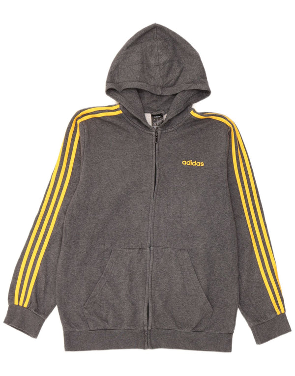 Adidas Mens Zip Hoodie Sweater Large Grey Cotton