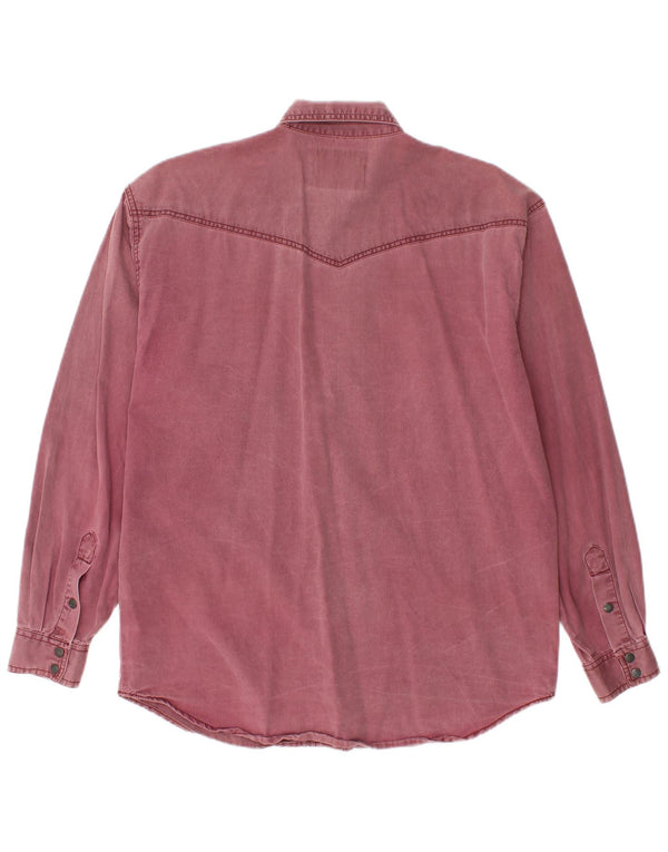 WRANGLER Camicia in denim western da uomo piccola in cotone bordeaux