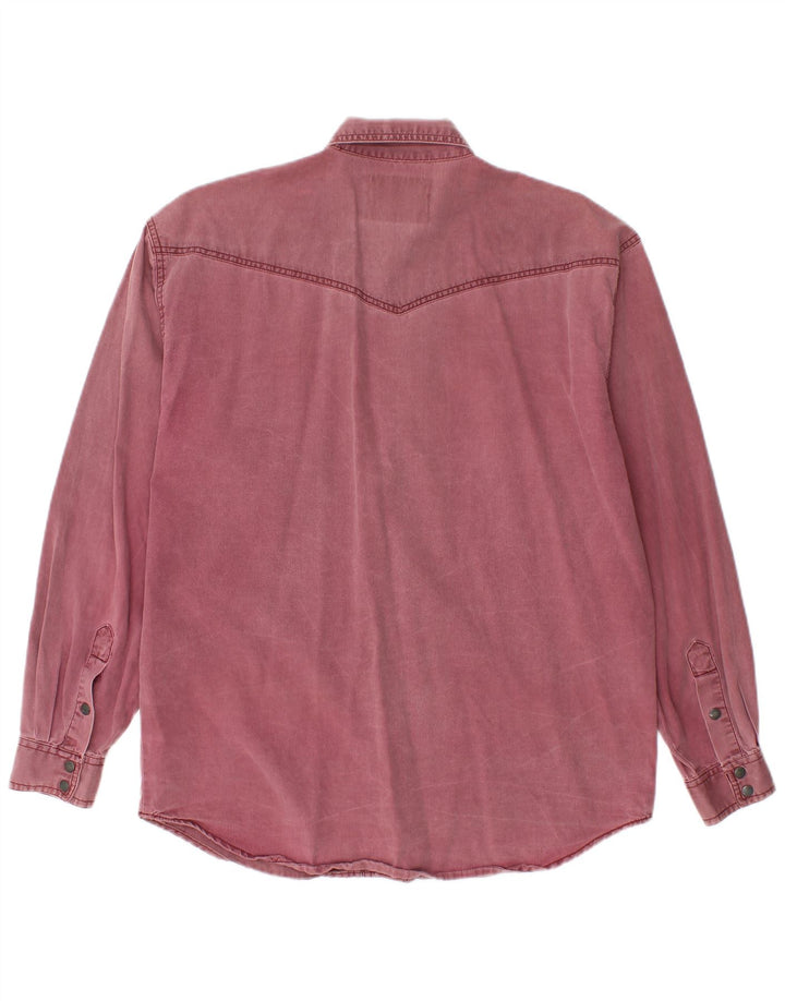 WRANGLER Camicia in denim western da uomo piccola in cotone bordeaux