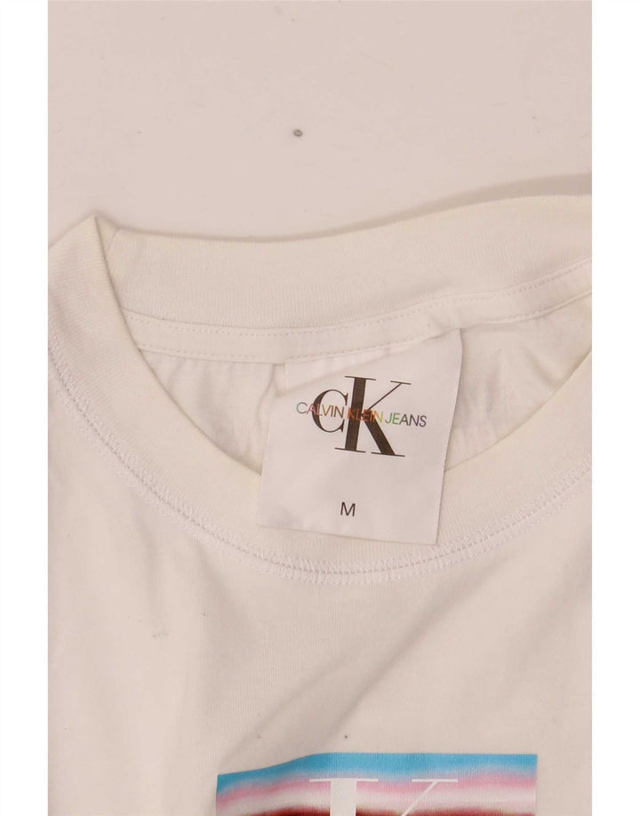 Canotta grafica corta da donna Calvin Klein UK 12 medio bianco