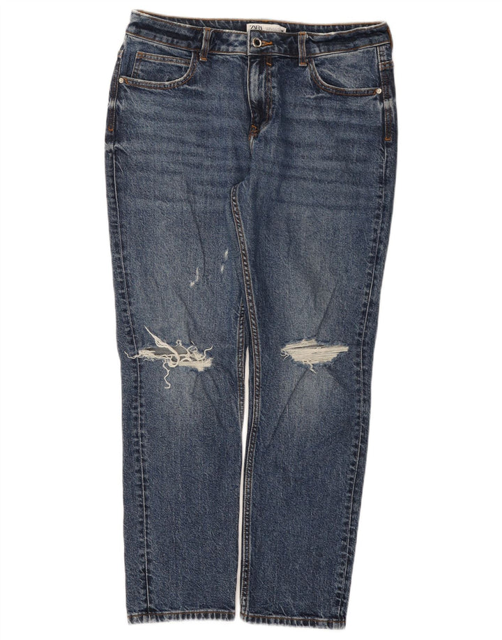 Jeans dritti effetto invecchiato da donna Zara EU 40 medio W30 L28 cotone blu