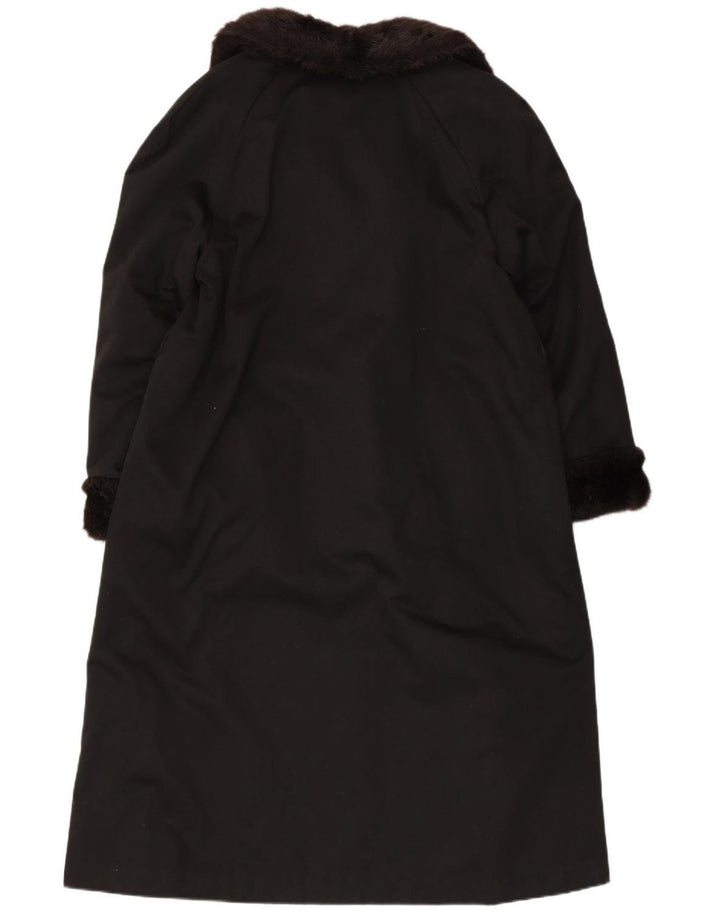 Soprabito da donna in pelliccia sintetica VINTAGE UK 12 acrilico nero medio