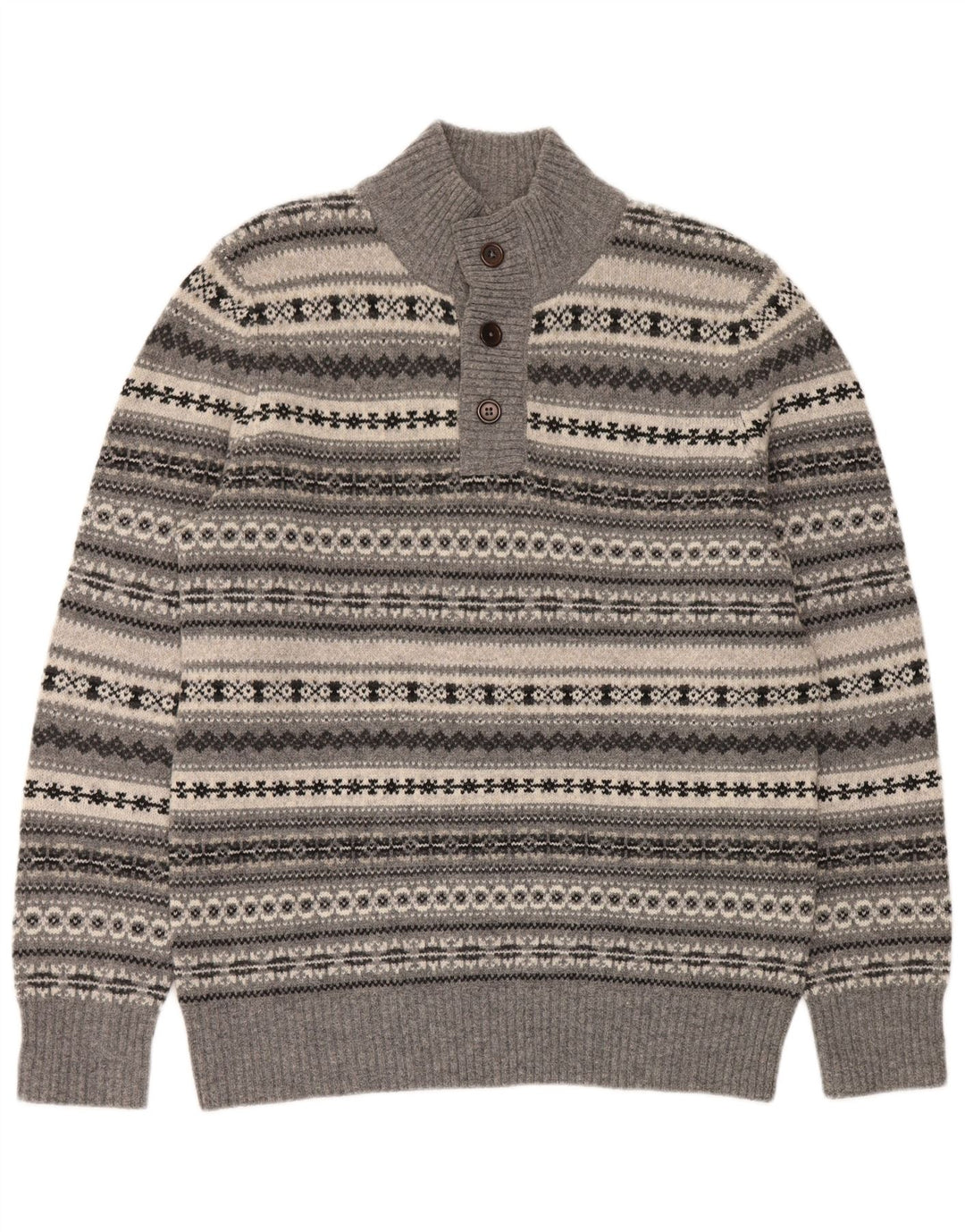 Crew Clothing Maglione da uomo con collo a bottoni, grande grigio Fair Isle